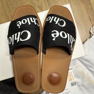 Chloe Woody Sandals Black - size 38